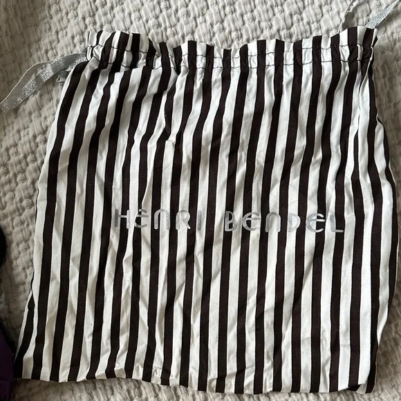 Henri Bendel Purple satin bag with Navy Blue and silver accents - Picture 12 of 16